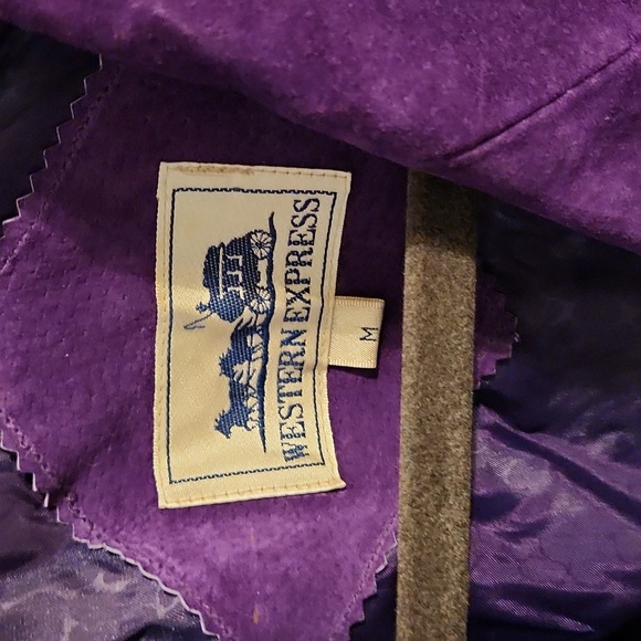 Vintage Purple leather Jacket sz M - Picture 2 of 4